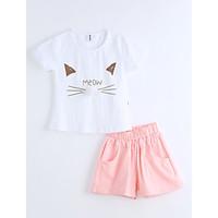 girls animal print sets cotton summer short sleeve clothing set