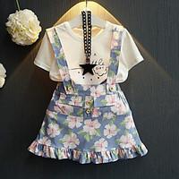 girls casualdaily floral sets cotton rayon summer short sleeve clothin ...