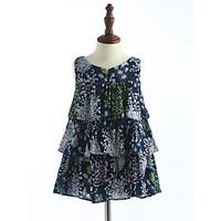 Girl\'s Print Dress, Cotton Summer Sleeveless