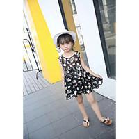 girls print lattice dress cotton summer sleeveless