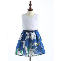 girls print lattice dress cotton summer sleeveless