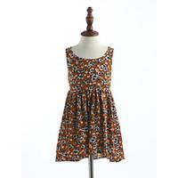 girls print lattice dress cotton summer sleeveless