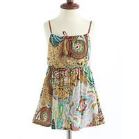 girls print lattice dress cotton summer sleeveless