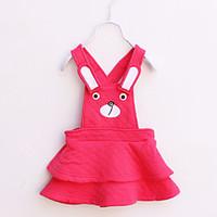 Girl\'s Cotton Casual Spring/Fall Going out Casual/Daily Bunny Sweet Skirt Sleeveless Overalls Princess Vest Dress