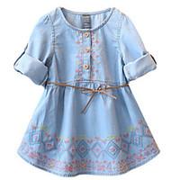 girls blue dress floral cotton spring fall