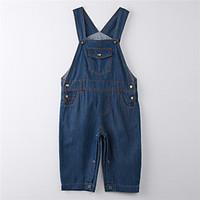 Girl\'s Patchwork Overall Jumpsuit, Cotton Summer Blue