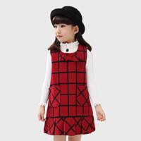 Girl\'s Casual/Daily Check Dress, Cotton Winter Spring Fall Sleeveless