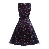 girls print dress polyester summer spring sleeveless