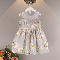 girls floral patchwork dress polyester summer sleeveless