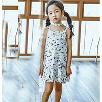 girls print lattice dress cotton summer short sleeve