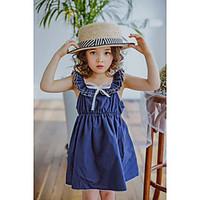 girls solid color lattice dress cotton summer sleeveless