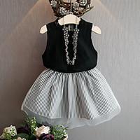 Girl Casual/Daily Solid Sets, Cotton Rayon Summer Sleeveless Clothing Set