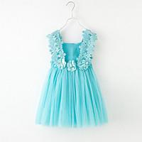 girls solid color floral patchwork dress cotton tulle netting summer s ...