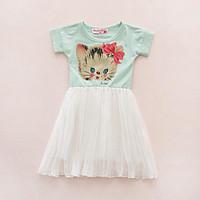 girls casualdaily floral dress cotton summer short sleeve