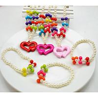 girls colorful pearl jewelry set necklacebraceletrandom color