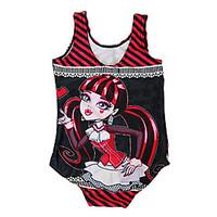 Girl Cartoon Print Swimwear, Spandex