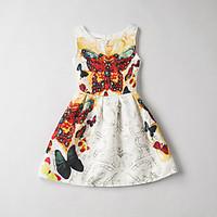 girls print jacquard dress rayon summer sleeveless