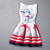 girls print jacquard dress rayon summer sleeveless