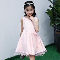 girls beach solid floral dress polyester summer sleeveless