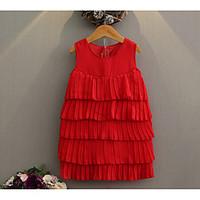 girls casualdaily solid dress cotton rayon summer sleeveless