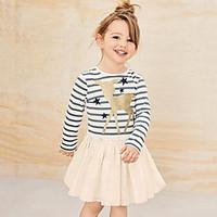 Girl\'s Going out Casual/Daily Striped Patchwork Dress, Rayon Polyester Spring Fall Long Sleeve