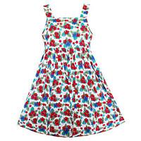 Girls Fashion Dress Colorful Flower Print Cotton Dresses Summer Party Princess Holiday Kids Clothing