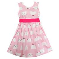 Girls Dress Fashion Pink Cats Print Dresses Party Casual Princess Kids Clothing