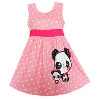 Girls Dress Fashion Pink Dot Panda Party Birthday Pageant Princess Children Clothes