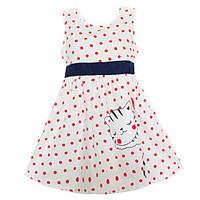Girls Dress Fashion White Dot Cat Party Pageant Casual Baby Children Clothes