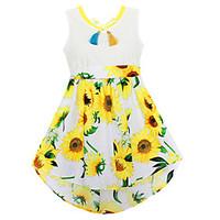Girls Dress Fashion Sunflower Print Cute Party Pageant Holiday Children Clothes