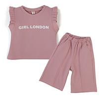 Girl\'s Print Clothing Set, Cotton Summer Green / Pink
