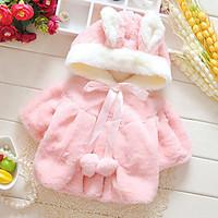 Girl\'s Casual/Daily Solid BlouseRabbit Fur Winter / Spring / Fall Pink / White