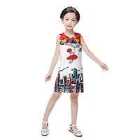 Girl\'s Print Dress, Cotton Polyester Summer Sleeveless