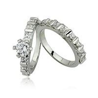 Gift Couples Ring Wedding Engagement Rings for Women Silver AAA Stone CZ Ring Set