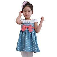 Girl\'s Cotton Fashion Sunshine Summer Going out Casual/Daily Patchwork Sweet Dot Short Sleeve Princess Dress