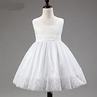 Girl\'s Summer/Spring/Fall Micro-elastic Medium Sleeveless Dresses (Cotton Blends/Mesh/Polyester/Satin)