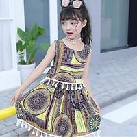 girls beach sports striped dress cotton polyester summer sleeveless