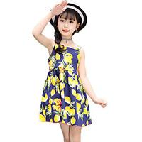 girls solid color floral dress cotton summer sleeveless