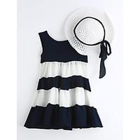 Girl\'s Stripe Dress, Cotton Summer Sleeveless