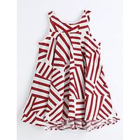 Girl\'s Stripe Dress, Cotton Summer Sleeveless