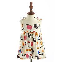 Girl\'s Casual/Daily Print Dress, Cotton Summer Sleeveless