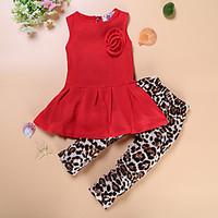 girls leopard sets cotton polyester summer spring sleeveless clothing  ...