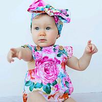 Girls Baby Fashion Floral One-Pieces Cotton Summer Sleeveless Jumpsuit Kids Backless Clothing