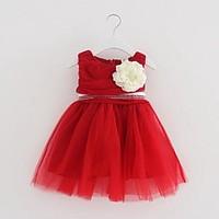 girls solid color dress cotton polyester summer sleeveless