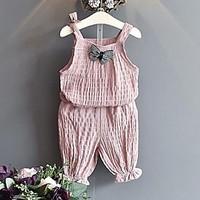 girls stripe sets cotton polyester summer sleeveless clothing set