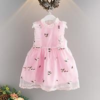 girls embroidered dress cotton polyester summer sleeveless