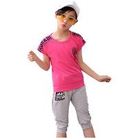 Girl Casual/Daily Plaid Sets, Cotton All Seasons Long Sleeve Clothing Set