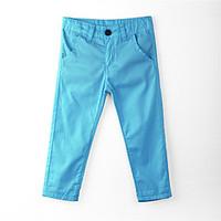 Girl\'s Solid Pants, Cotton Summer Blue