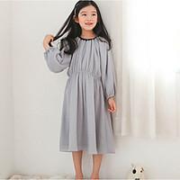 girls solid dress cotton spring fall long sleeve