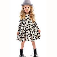 girls casualdaily polka dot dress cotton fall long sleeve